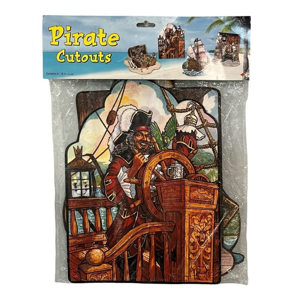 Vintage Pirate Adventures Diecut Cutouts 1996 Beistle 4 Pack Decorations New